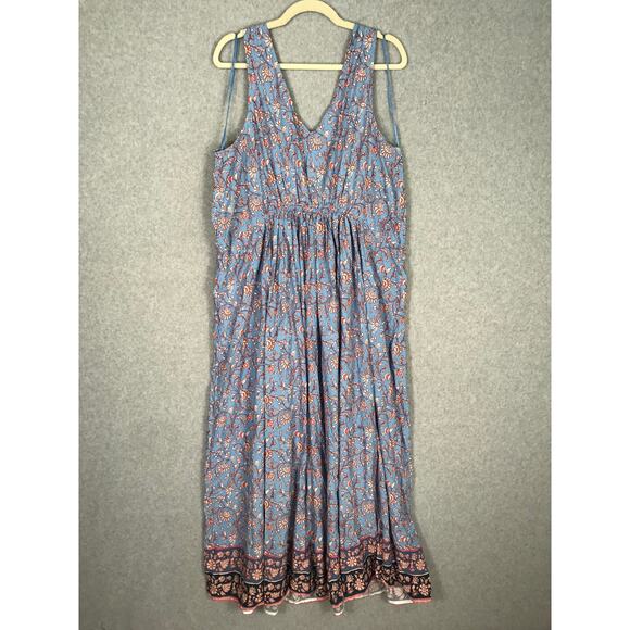 Lucky Brand Dress Womens Plus 1X Blue Maxi Floral Western Peasant Cottage Flowy - Picture 6 of 10
